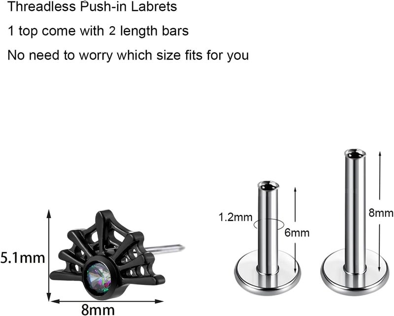 TOMIDES 1Pcs G23 Titanium Flat Back Earrings Studs 16g F136 Implant Grade Titanium Labrets Press Fit Threadless Push In Dainty Cartilage Helix Conch Lobe Lip Tragus Piercing Jewelry - Image 2